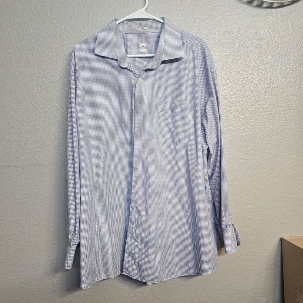 Peter Millar Mens 2XL Micro Check Button Front Dress Shirt Cotton Office FF795